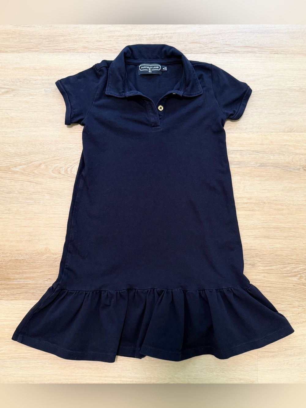Duffield Lane Girls Navy Ruffle Polo Dress